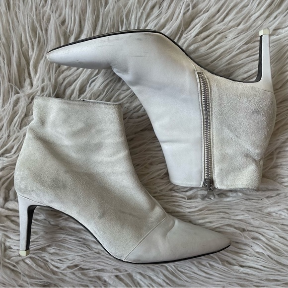 RAG & BONE Leather Suede White Heeled Pointed Toe Beha Ankle Boots Size 38 - Picture 4 of 12